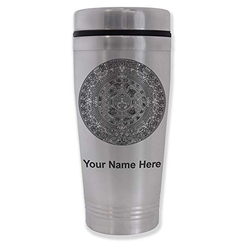 LaserGram 16oz Commuter Mug, Aztec Calendar, Personalized Engraving Included