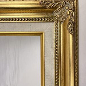 TP Picture Frame (No Glass and Backing)- Classic Gold Ornate Wood/Gesso with Linen Liner- Antique Style, Baroque, Vintage Look (16x20)