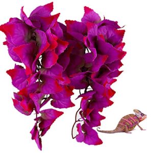 fivebull reptiles plants, 2 pieces hanging silk terrarium pink leaves décor, terrarium plants for bearded dragons,lizards,geckos,snake pets, reptile & amphibian habitat plants