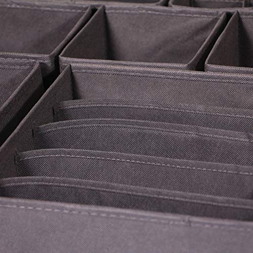 DIOMMELL 12 Pack Foldable Cloth Storage Box Closet Dresser Drawer Organizer Fabric Baskets Bins Containers Divider for Baby Clothes Underwear Bras Socks Lingerie Clothing,Dark Grey 11-2224