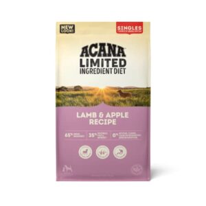 acana® singles limited ingredient dry dog food, grain-free, high protein, lamb & apple, 22.5lb