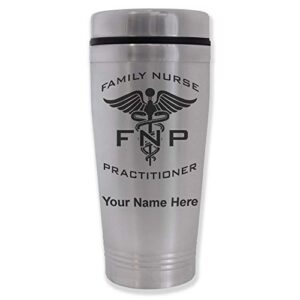lasergram 16oz commuter mug, fnp family nurse practitioner, personalized engraving included