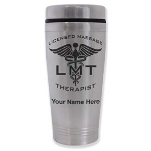 lasergram 16oz commuter mug, lmt licensed massage therapist, personalized engraving included