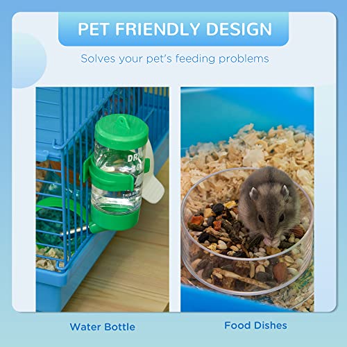 PawHut 18.5" 5 Tier Hamster Cage with Tubes and Tunnels, Small Animal Cage, Rat Gerbil Cage with Water Bottle, Food Dish, Exercise Wheel, Blue