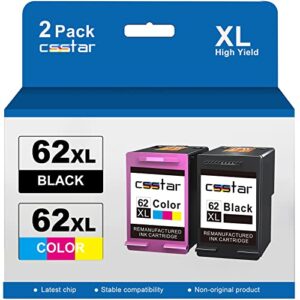 csstar remanufactured 62xl ink cartridges replacement for hp ink 62 combo pack use with envy 6000 6055 5000 7640 6455e 7646 5540 7645 5660 4512 5530 officejet 8040 8045 printer (1 black, 1 color)