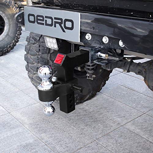 OEDRO Adjustable Trailer Hitch, 6 Inch Drop Hitch Ball Mount Fits 2.5 Inch Receiver, Forged Aluminum Towing Hitch, 2" & 2-5/16" Tow Balls with Double Pin Key Locks, 14,500lbs.