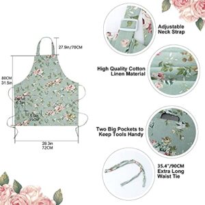 Saukore Floral Aprons for Women, 2 Pack Kitchen Aprons with 2 Pockets for Cooking Baking, Vintage Gardening Apron Gifts for Gardeners, Birthday Mother's Day Apron Gift for Mom Wife Aunt Grandma