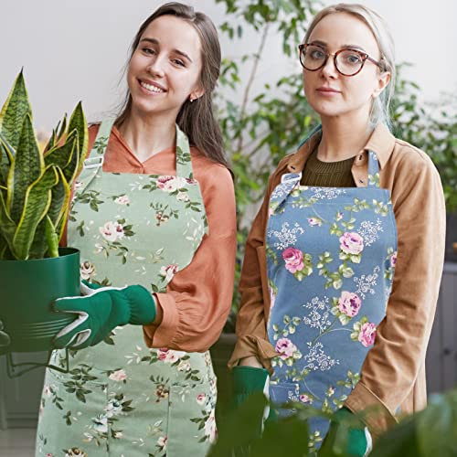 Saukore Floral Aprons for Women, 2 Pack Kitchen Aprons with 2 Pockets for Cooking Baking, Vintage Gardening Apron Gifts for Gardeners, Birthday Mother's Day Apron Gift for Mom Wife Aunt Grandma