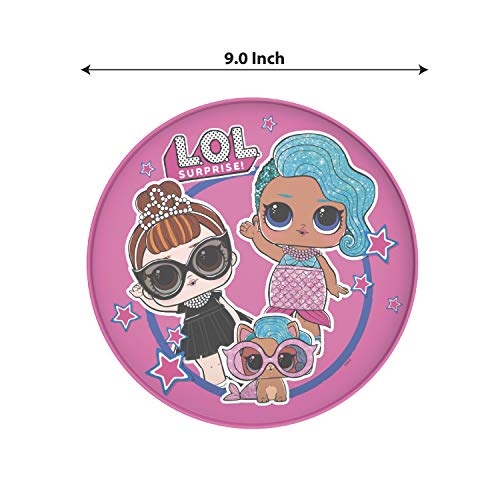 Zak Designs LOL Surprise 2pc Double-Sided with Standard and 3-Section Divided 2-in-1 PP Flip-It Plate,Non BPA Material is Durable and Perfect for Kids, 9 inches