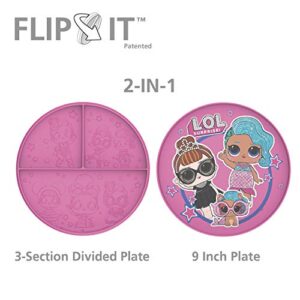 Zak Designs LOL Surprise 2pc Double-Sided with Standard and 3-Section Divided 2-in-1 PP Flip-It Plate,Non BPA Material is Durable and Perfect for Kids, 9 inches