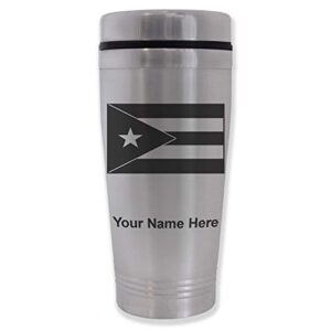 lasergram 16oz commuter mug, flag of puerto rico, personalized engraving included