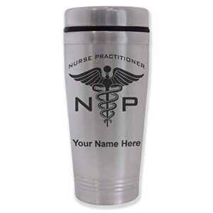 lasergram 16oz commuter mug, np nurse practitioner, personalized engraving included