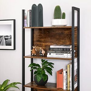 VASAGLE ALINRU Storage Shelf, Bookshelf with 5 Shelves, Steel Frame, for Living Room, Entryway, Office, Industrial Style, Rustic Brown and Black ULLS025B01, 24.4”L x 9.4”W x 65”H (62 x 24 x 165 cm)