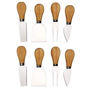 8 pieces set cheese knives with wood handle, stainless steel cheese slicer cheese cutter cheese tools