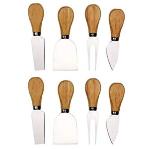 8 Pieces Set Cheese Knives with Wood Handle, Stainless Steel Cheese Slicer Cheese Cutter Cheese Tools