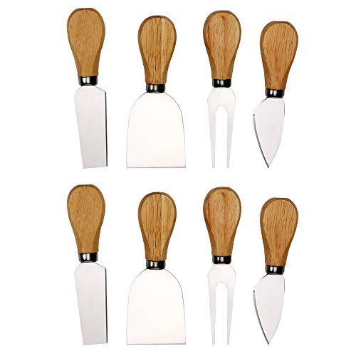 8 Pieces Set Cheese Knives with Wood Handle, Stainless Steel Cheese Slicer Cheese Cutter Cheese Tools