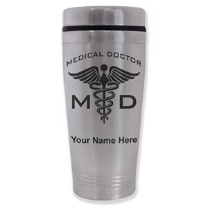 lasergram 16oz commuter mug, md medical doctor, personalized engraving included