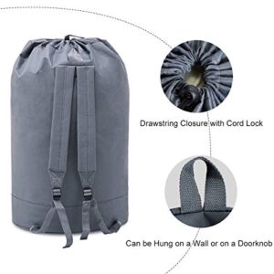 YOUDENOVA Backpack Laundry Bag with Padded Adjustable Shoulder Strap and Pocket for College Dorm, Durable Oxford Backpack Hamper Bag with Drawstring Closure for Travel, Camping, XL