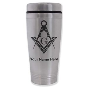lasergram 16oz commuter mug, freemason symbol, personalized engraving included