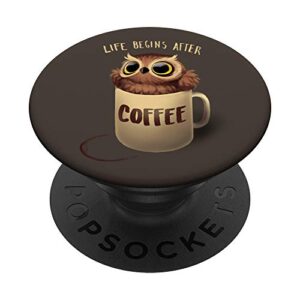 cute night owl coffee popsockets popgrip: swappable grip for phones & tablets
