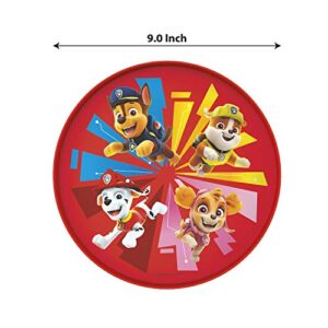 Zak Designs Polypropylene (PP) PAW Patrol Chase, Rubble, Marshall, Skye Double-Sided 2-in-1 Plate with Standard and 3-Section Divided Side, Non BPA Material is Durable and Perfect for Kids