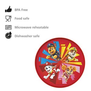 Zak Designs Polypropylene (PP) PAW Patrol Chase, Rubble, Marshall, Skye Double-Sided 2-in-1 Plate with Standard and 3-Section Divided Side, Non BPA Material is Durable and Perfect for Kids