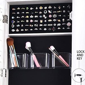 OUTDOOR DOIT Jewelry Organizer Jewelry Cabinet Jewelry armoire Standing Jewelry Box with Full Body Mirror and Large Storage Lockable Wooden Cabinet (White)…