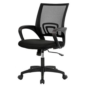 officlever mid back mesh computer swivel desk task ergonomic executive with armrests, black