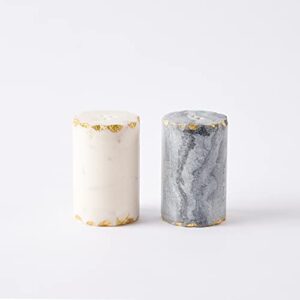 Mud Pie Marble Salt and Pepper Set, 2 3/4" x 1 3/4" dia, Multi