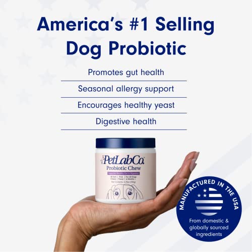 PetLab Co. Probiotics for Dogs, Support Gut Health, Digestive Health & Seasonal Allergies - Pork Flavor - 30 Soft Chews - Packaging May Vary