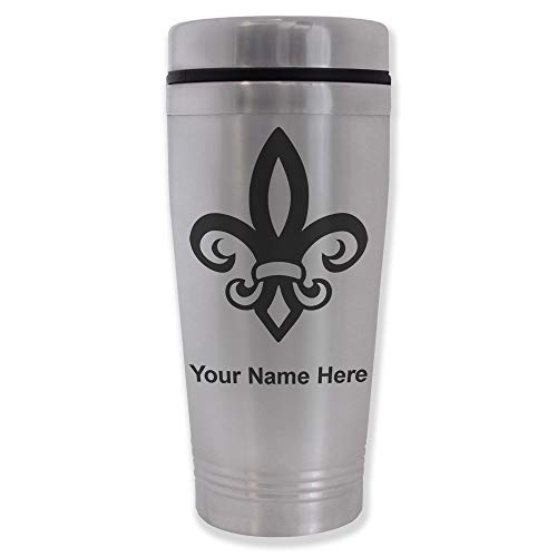 LaserGram 16oz Commuter Mug, Fleur de Lis, Personalized Engraving Included