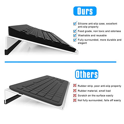 Richboom Computer Keyboard Stand Tilt PC Keyboard Stand Riser for Easy Ergonomic Typing, Acrylic Keyboard Tray Holder for Office Desk, Home, School, with Silicone Anti-Slip Case, Clear