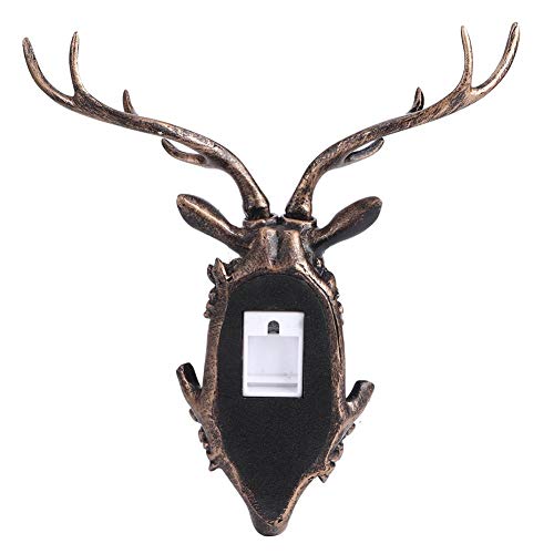 Fdit Stylish Resin Animal Shape Bathroom Wall Towel Hanging Hook Coat Hat Keys Hanger Deer Head Shape Home Decoration(Antique Gold)