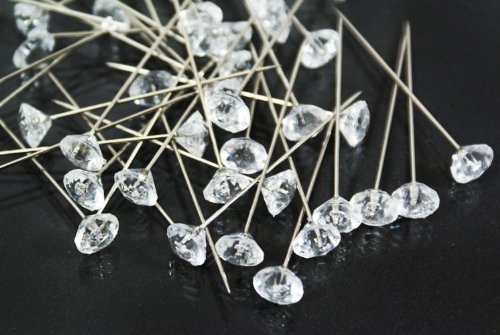 CalCastle Crystal Diamante 2" Pins for Floral Craft Bouquet Bling 100 pcs / Box (Clear)