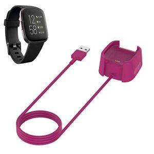fitturn compatible with fitbit versa 2 charger replacement usb data charger dock charging cable stand for versa 2 health & fitness smartwatch, 3ft sturdy power cord (purple)