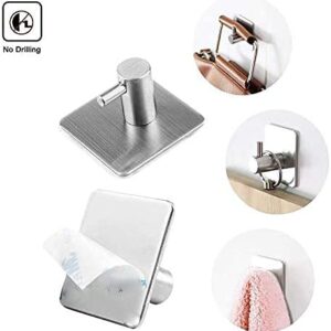 GBSTORE 2 Pcs 304 Stainless Steel Self Adhesive Hooks, Wall Hanger Hooks, Heavy Duty Hooks, Kitchen Bathrooms Hooks for Hanging Clothes,Bags,Scarves,Coats, Bath Towel (Silver Towel Hooks)