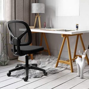 KOLLIEE Armless Office Chair Mesh Ergonomic Small Desk Chair Armless Adjustable Swivel Black Computer Task Chair No Armrest Mid Back Home Office Chair for Small Spaces