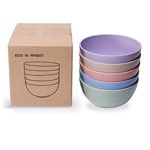 Unbreakable reusable mini Bowls Eco-Friendly Wheat Straw Dinner/Dessert/Salad Bowls Lightweight Noodle Bowl,Dishwasher & Microwave Safe bowls sets 4 Pieces (4.7')