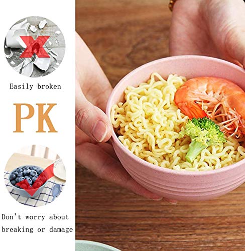 Unbreakable reusable mini Bowls Eco-Friendly Wheat Straw Dinner/Dessert/Salad Bowls Lightweight Noodle Bowl,Dishwasher & Microwave Safe bowls sets 4 Pieces (4.7')