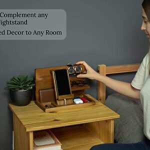 WUTCRFT - Wooden Phone Docking Station/Bedside Nightstand Organizer with Watch, Glasses, Wallet and Accessories Holder, Perfect as a Desk Organizer, Birthday gift, or Gifts for Men