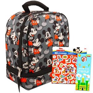 mickey mouse lunch box travel activity set ~ insulated mickey mouse lunch bag with mickey mouse stickers and bonus beach kids door hanger for boys girls kids (mickey mouse school supplies bundle)