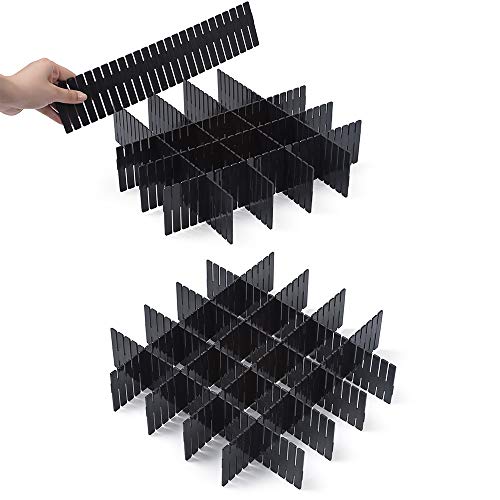 Qozary 42 Pack Adjustable Drawer Organizer Dividers for Socks, Underwear, Makeup, Kitchen, Dresser