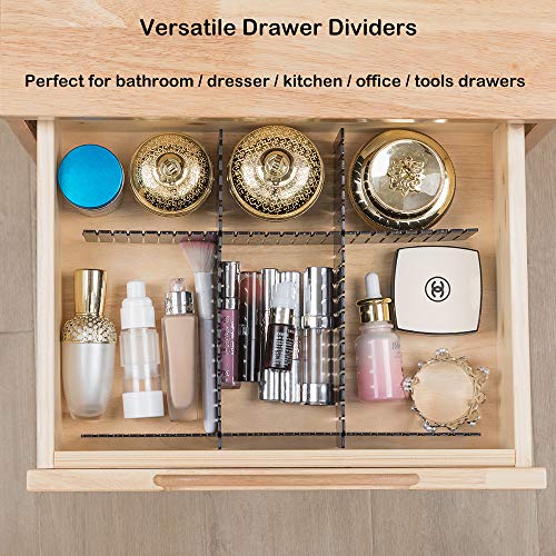 Qozary 42 Pack Adjustable Drawer Organizer Dividers for Socks, Underwear, Makeup, Kitchen, Dresser