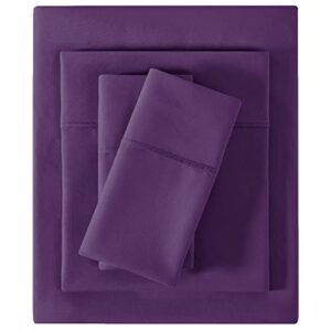 softan king size sheet set - soft king bed sheets - brushed microfiber fitted sheet with 15" deep pockets - breathable 4 pieces sheet set for king bed - bedding sheets & pillowcases, purple