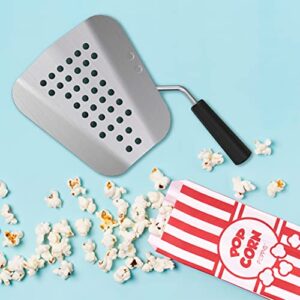 Poppy's Aluminum Popcorn Scoop - Kernel Sifting Speed Scoop for Commercial and Home Use