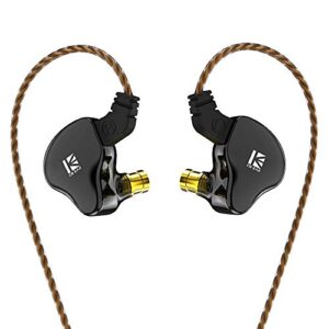yinyoo kbear ks2 earphones stereo bass in ear headphone, hifi over ear earbud in ear for drummers noise cancelling 1ba 1dd hybrid iem with removable cable for running walking (with mic, ks2 black)