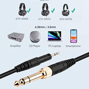 Smays ATH-M50x Cable, Coiled AUX Cord Replacement for Audio-Technica ATH-M40x, ATH-M70x Headphone with 1/4 inch Adapter, 4ft to 10ft