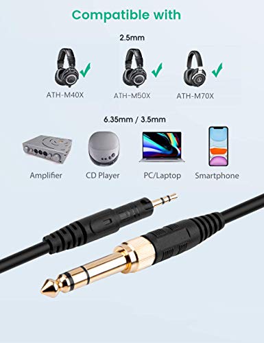 Smays ATH-M50x Cable, Coiled AUX Cord Replacement for Audio-Technica ATH-M40x, ATH-M70x Headphone with 1/4 inch Adapter, 4ft to 10ft