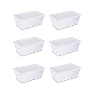 sterilite 16428012 6 quart/5.7 liter storage box, white lid with clear base (pack of 6)