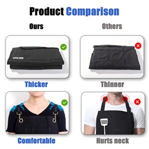 QeeLink Professional Grade Chef Apron for Kitchen, BBQ and Grill with 10 Tool Pockets - Water Resistant Canvas Apron with Quick Release Buckle, Adjustable M to XXXL for Men & Women, Black